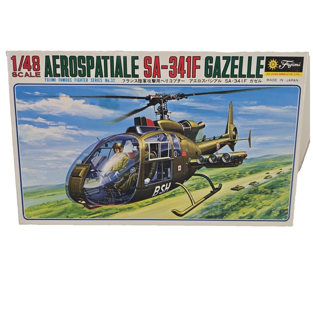 Vintage Fujimi Aerospatiale SA-341F Gazelle 1/48 Model Kit 5A32 NEW Open Parts
